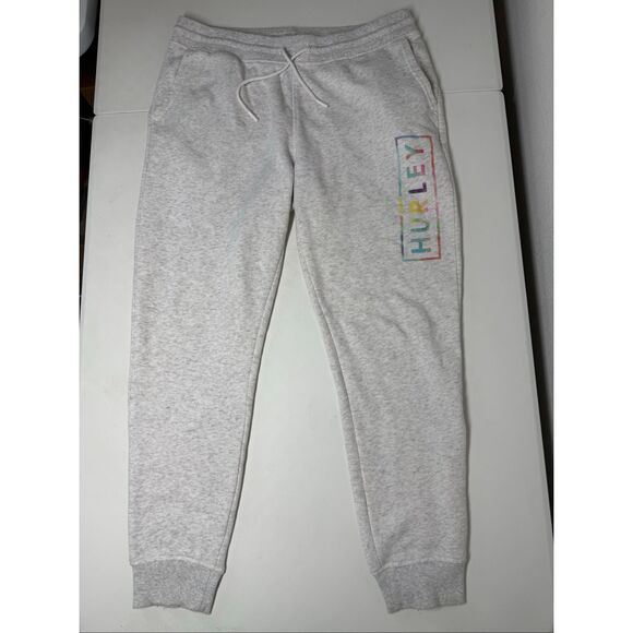 Hurley Men’s Joggers Multicolor Logo Gray Cotton Blend Drawstring Size L - Picture 5 of 12